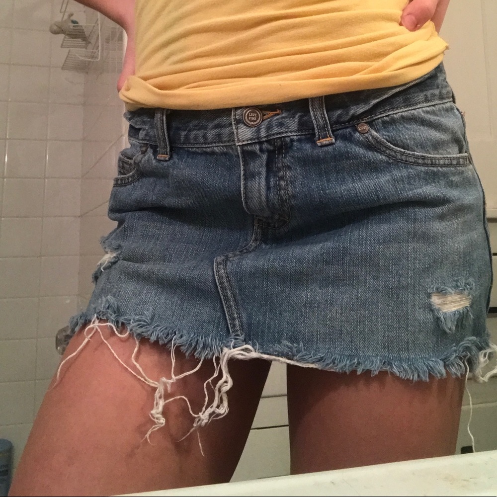 "Pink" denim mini skirt